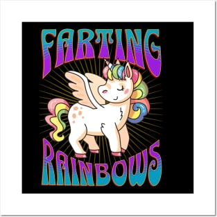 Unicorn Farting Rainbows Posters and Art